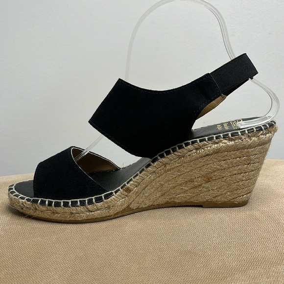 Andre Assous Womens Wedge Sandal Espadrille Size 9.5 Black Suede Reese-A - Picture 7 of 13